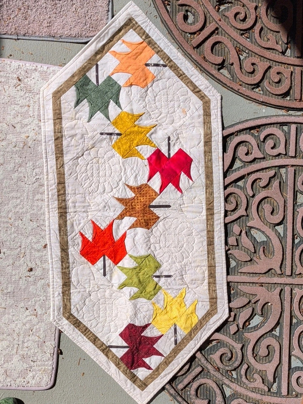 Autumn Leaf & Pumpkin Quilted Table Runner